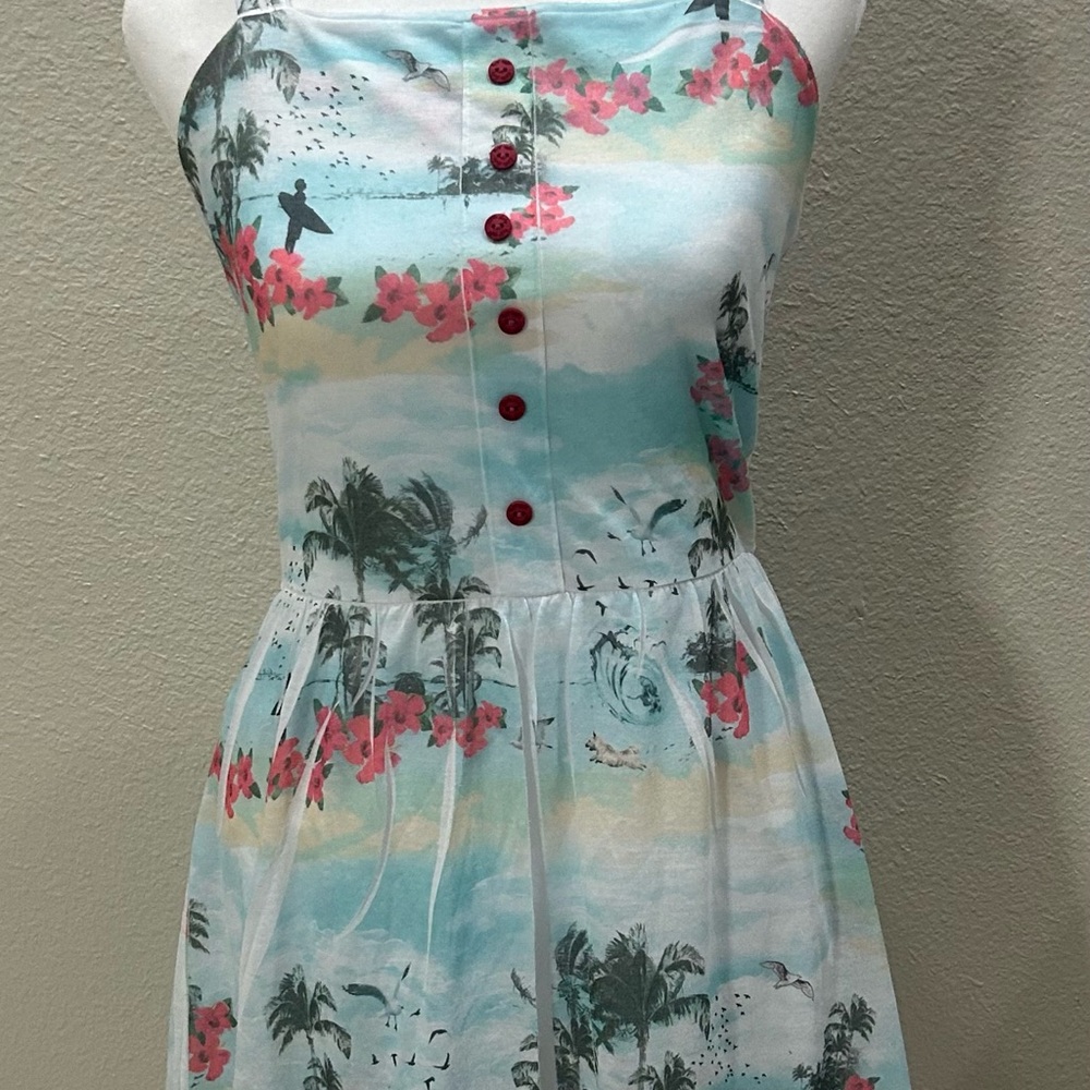 Tropical Print Midi Dress Beachy Vacation vibes